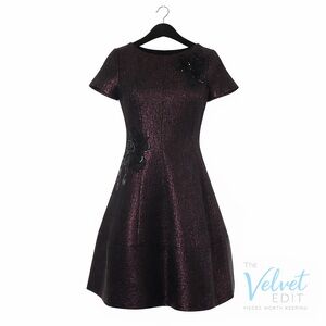 Teri Jon by Rickie Freeman Metallic Cocktail Dress